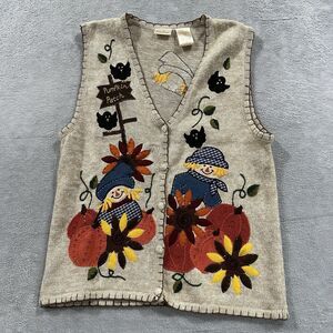 Bobbie Brooks Beige Vest with Pumpkin Patch Design